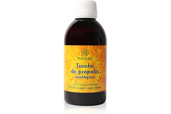 Propol-Mel - Sirop de Propolis Bio | 250 ml | Antiseptique Naturel et Anti-inflammatoire | Pour la Toux et le Mucus dans la Gorge | Sans Gluten | Fluidifie le Mucus | Lubrifie la Gorge