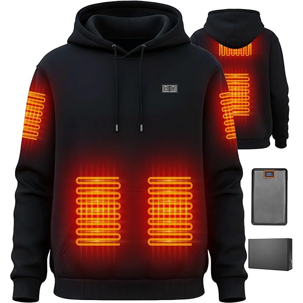 Verwarmbare Hoodie met 27000mAh Powerbank voor Mannen en Vrouwen, 14