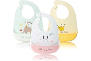 Yogopro Babero Silicona Bebe Baberos Bebe Impermeable Flexible Baberos Silicona Limpia Fácilmente Baberos de Destete para Bebé Niña Recién Nacida, Sin BPA, Fácilmente