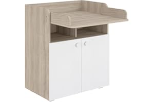 ‎SHEFA Shefa Wickelkommode 700 - Moderne Babyzimmer Kommode, 47 x 70 x 86 cm Weiß Ulme