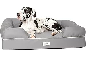 PetFusion Ultimate Memory Foam Dog Bed Jumbo Lounge Orthopaedic Comfortable Large Waterproof Bed For Extra Large Dogs - Grey - XX-Large (127 x 102 x 33cm)