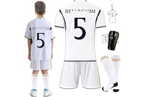 Byhsoep Maglie da Calcio,Set di Maglie per Bambini,Magliette Sportive per Ragazzi,Maglie da Calcio Jersey T-Shirt Shorts Calze e Shin Guard Set per Bambini,26 Yards