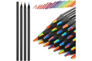 KINDOYO 24 Stück Regenbogenstifte - 7 Farben in 1 Schwarze Hölzerne Regenbogen Buntstifte Jumbo Buntstifte für Kinder und Erwachsene für Kunst, Ausmalen, Kritzeln, Farbskizzieren