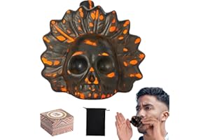 KQWVZ Aztekische Todespfeife, Aztec Death Whistle(über 125+ Dezibel),Echte Schreiende AztekischeTodespfeife, Schreiende Aztekische Todespfeife,Ideal Für Halloween Und Den Tag Der Toten (Orangeschwarz)