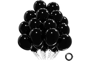 QIFU Ballons Noirs 31 Pièces Noirs, Ballons d'Anniversaire Noirs Balloons à l'Hélium Noir Balloons Décoration de Fête de Mariage, Ballon en Latex de 12 Pouces