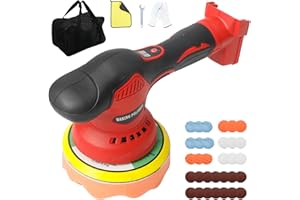 LUOLETY Kabelloser Auto Poliermaschine für Milwaukee, bürstenloses 6-Zoll-Auto Politur-Set, 8 variable Geschwindigkeiten, 5500 U/min Exzenterpolierer für Auto-Detailing, Wachsen Kratzerentfernung (ohne Akku)