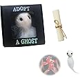 Adopt A Ghost, Super Cute Little Pocket Ghost with A Tiny Scroll, Mini Plush Stuffed Ghosts Doll, Creative Gift for Ghost Stories, Spooky Movies, Spirit Phantom Halloween Ornament Decoration Lovers