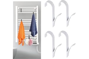 PIYMNYS 4 Stück Haken für Rundheizkörper , Aluminium Heizkörper Haken Handtuchhalter Heizkörper Rundheizkörper Haken Heizung Handtuchhalter Haken für Handtuchheizkörper für Bad und Küchentuchhaken Weiß