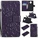 Produktbild Moto G6 Hülle, Dfly Premium Slim PU Leder Mandala Blume Prägung Muster Flip Hülle Bookstyle Stand Slot Schutzhülle Tasche Wallet Case für Motorola Moto G6, Lila