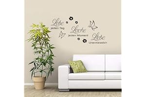 HMKAUFEN Wandtattoo Lebe jeden tag Lache jeden moment Liebe unermesslich Dekorative Wandaufkleber Abnehmbare DIY Vinyl Wandtattoos für Schlafzimmer, Kinderzimmer, Wohnzimmer, Familie
