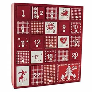 Christmas Direct Adventskalender aus Holz, rot und weiß: Amazon.de