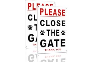 SINMAO Funny Please Close the Gate Sign Dog Vertical Metal A4 Size Aluminum Reflective White x2