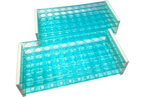 LABBOX KENZIUM – Pack 2 x Gradillas para Tubos de Ensayo | 50 Orificios | Para Tubos de Diámetro Inferior o Igual a 17 mm | de Plástico Poliestireno | Ideal para Laboratorio e Educación