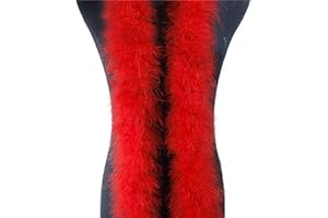 haiaxx Marabu-Federn, Boa, Weihnachtsbaum, Truthahnfedern, Band, zum Verkleiden, Hochzeitskleid, Schal, DIY, Basteln, Basteln, Federn, Rot, 1,8 m