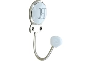 G Decor White Chrome Alphabet Number Letter Ceramic Vintage Shabby Chic Coat Hook Porcelain 350 (H)