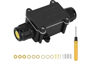 BOBOLEO Scatola derivazione esterna IP68, 2 Vie Scatole di derivazione Impermeabili,Esterna impermeabile cavo connettore,Scatola Elettrica da Esterno per Cavi di Diametro Ø4-8mm,8-12mm e 12-15mm,Nero