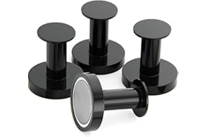 logei Crochet Aimanté Puissant 40 KG(88 Lbs) Porte Manteau pour Porte, 4 Crochets Muraux Noirs, Aimants pour Réfrigérateur de Type Pin pour Les Armoires, etc.