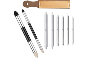 LINTRA 9 Pièces Estompeur Dessin, Taille Mixte Kit Estompe en Papier, Double Extrémité Tortillons Estompes Dessin, Planche de Papier de Verre avec Crayon, pour Dessin, Art, Débutants