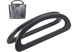 WADORN 2 Stück Taschengriffe aus Holz für die Taschenherstellung, Holz D-förmiger Handtaschengriff Ersatzholz Handtaschengriff DIY Handgemachter Taschengriff für Häkeltasche, 23.5 x 8.8 cm, Schwarz