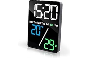 Lafocuse Cyfrowy budzik nocny 5,7" wyświetlacz LED, zegar stołowy z ładowaniem USB, temperaturą, datą, 2 alarmami, regulowana jasność, drzemka, cyfrowy zegar do sypialni domu