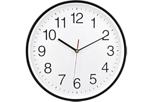 Plumeet Extra Large Wall Clock, 16" Non Ticking Silent Quartz Black Wall Clocks, Battery Operated, Decorative Home Office School Clock (White)