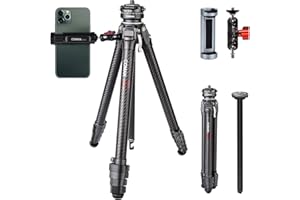 COMAN Zero F38 Carbon Fibre Camera Tripod with 360° Panoramic Ball Head and F38 Video Tripod for All DSRL Cameras, Tripod Lightweight with 15.3-156.7cm Height, Centre Column, carico massimo 18kg
