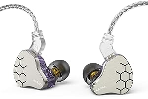 KINBOOFI KBEAR Lark Auriculares 1BA 1DD de botón de Alta fidelidad con Sonido estéreo de Doble Controlador con Carcasa de Metal y Cable de 2 Pines para músicos Cantantes (púrpura, sin micrófono)