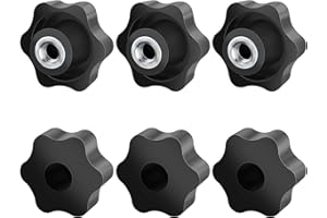 6Pcs M10 Star Clamping Nuts, Jeboler Handle Nuts Diameter 50mm Knobs Grip Plastic Star Nut, Handle Wing Nut Thumb Bolts Thread For Machines And Furniture, Machine Tools, Fitness Equipment