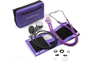 LotFancy Esfigmomanómetro Aneroide Profesional con Dual Estetoscopios, Tensiometro Monitor Manual de Presión Arterial Manual, Adulto Manguito 25-40.6cm con Bolsa de Almacenamiento