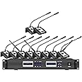 Professional UHF Wireless Conference System for Big Meeting,Tabletop Wireless Microphones, 1 Chairman 9 Delegate Microphone,Wireless Conference System Digital Discussion System