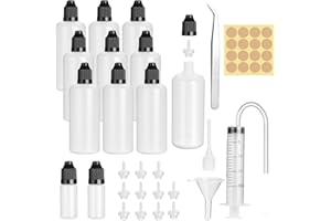 GOTFUN Butelki z kroplomierzem, 10 sztuk, 50 ml, butelki na płyny, z zabezpieczeniem przed dziećmi, zakrętka z 2 x 10 ml Dropper Bottle wraz z lejkiem do strzykawek, etykietami transferowymi, pipetą, rurką