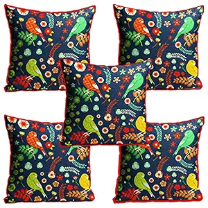 DreamVio Jute Exclusive Decorative Throw/Pillow Covers, Cushion Covers for Living Room, Bed Room, Sofa,Chairs Pack/Set of 5 (Multicolour, Size 16 x 16 Inches)