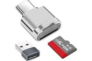 SEMINER Czytnik kart TF, czytnik kart Micro SD, adapter kart pamięci TF typu C z adapterem USB C na USB kompatybilny z laptopem, MacBookiem, Samsung Galaxy (srebrny)