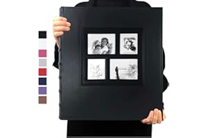 RECUTMS Photo Album 4x6 600 Photos Black Pages Large Capacity Leather Cover Wedding Family Photo Albums Holds 600 Horizontal and Vertical Photos (Black)