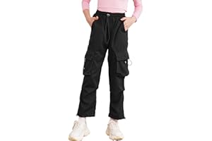 inhzoy Kinder Mädchen Cargohose Kordelzug Jogginghose Sporthose Jogger Trainingshose Mit Taschen Hip Hop Tanz Streetwear Freizeit Loungehose