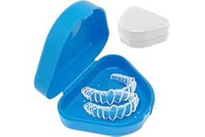 FEIBETY 2 Pcs Retainer Cases with Vent Holes Orthodontic Dental Retainer Boxs Denture Storage Containers for Denture Braces Mouth Guard,Multifunctional Mouth Guard Case for Retainers,Mouthguards,Braces