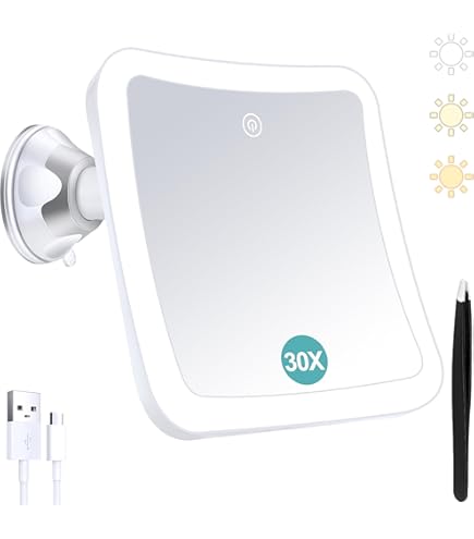 Miroir Ventouse Miroir Grossissant 40x COSMERIA Avec Ventouses - Pince à épiler Incluse - Parfait Pour Maquillage Et épilation Miroir épilation Sourcils