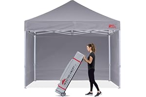 MASTERCANOPY 3 x 3 m Pop-up-Pavillon Faltpavillon Festzelt mit 4 Seitenwänden/Seitenteilen für Markt, Garten, Events, Grau