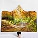Produktbild Binglin Woods Forest River Lake Mountain 3D Gedruckt Plüsch Mit Kapuze Decke für Betten Warme Tragbare Weiche Fleece Wurfdecken-SL18,200 * 150 cm