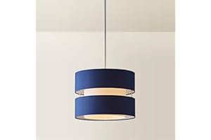 ValueLights | Small Ceiling Light Shade 2 Tier Pendant Lampshade in Navy Blue | Lamp Shades, Home Décor & Improvement Essential | 260mm Shade Width