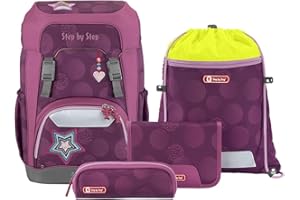Step by Step Giant Schulranzen-Set, 5-teilig, ergonomischer Tornister mit Reflektoren, höhenverstellbar mit Hüft- und Brustgurt, ab der 1. Klasse, 23 Liter