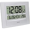 QUIGO Digital Wall Clock Radio Controlled Alarm Clock Large Display Battery Operated Bedside Desk Bedroom Office Clock Silver…