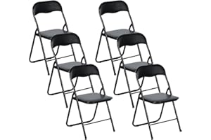 H.J WeDoo Set of 6 Folding Chairs, PU Faux Leather with Soft Padded Cushions, Metal Frame, No assembly required, Easy to Fold, for Home, Office, Dining