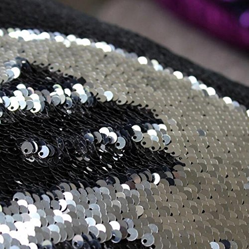 Alxcio 1 Pcs Doppel Farbe Glitter Pailletten Kissenbezug Sofa Werfen Kissen Startseite Schlafzimmer Dekokissen Fall 40 x 40 cm (Schwarz und Silber) - 5