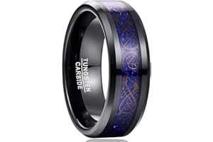 NUNCAD Men's Tungsten Ring Gold Dragon Celtic Wedding Rings with Beveled Edges Size J1/2-Z+2.5