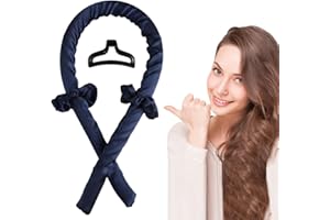 Zeayebsr Set per arricciacapelli pigro,bigodino per capelli mossi, Heatless Curling Ribbon And Scrunchies,No Heat Curls, strumento per lo styling dei capelli fai-da-te per capelli (blu navy)