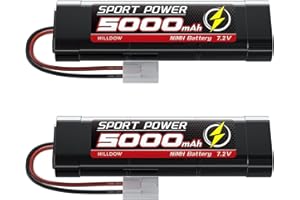 Hilldow M27 RC NiMH Akku 6S 7,2V 5000mAh mit Stecker TA Miya, 2 Pack RC Batterie NiMH Akku Rechargeable für RC Auto RC LKW HPI Losi Kyosho Hobby
