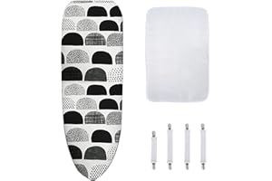Coptiner Housse de planche à repasser et coussin de rechange 125 x 45 cm avec 4 attaches réglables et maille de protection facile à installer, réfléchissant la chaleur