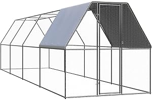 Festnjght Grande Perrera de Exterior con Toldo Jaula Gallinero de Exterior con Techo Impermeable de Acero Galvanizado 2 x 8 x 2 m, Gallinero Aviario Corral Habitáculos con Puerta y Cerradura