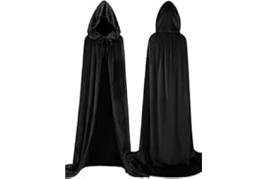 Naiyafly Kids Adult Velvet Hooded Cloak Halloween Long Cloak Cape Girls Boys Hoodie Witch Cape for Adult Children Masquerade Party Cosplay Fancy Dress Costumes